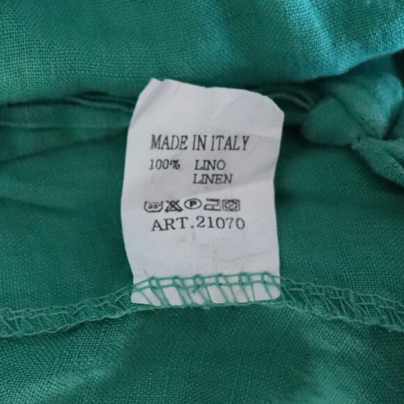 Made in Italy Womens Green 100% Linen Straight Leg One Piece Casual Jumpsuit - Picture 9 of 9